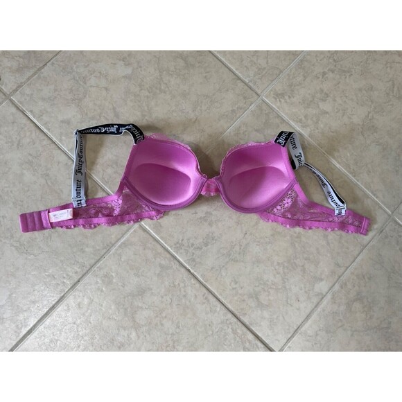 Juicy Couture Lacy underwire Bra Sz 34B Wide spell logo Straps - Picture 5 of 6